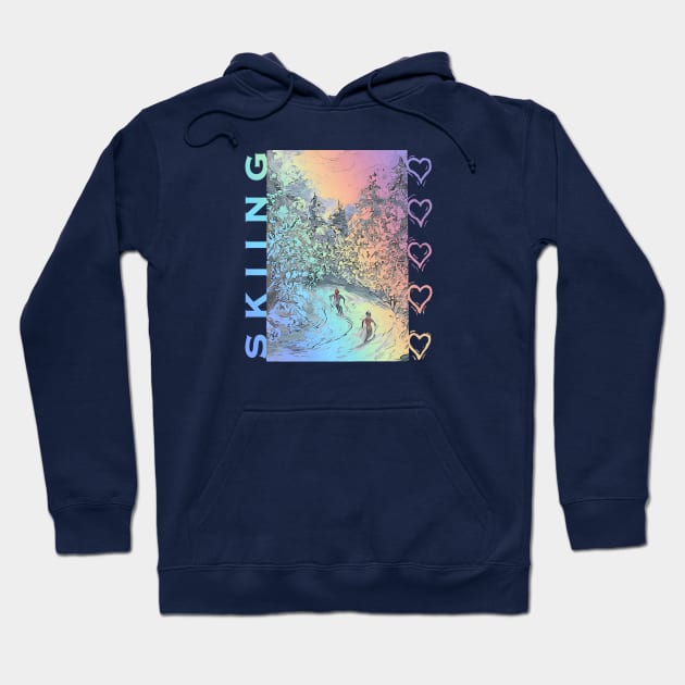 Skiing Love Hoodie by katgaddis